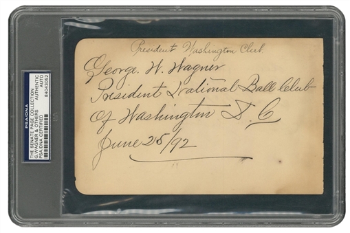 George W. Wagner, Allen Russell, Bennie Tate, Earl McNeely & George Mogridge Autographed Encapsulated Album Page - The Senate Page Collection (PSA/DNA)